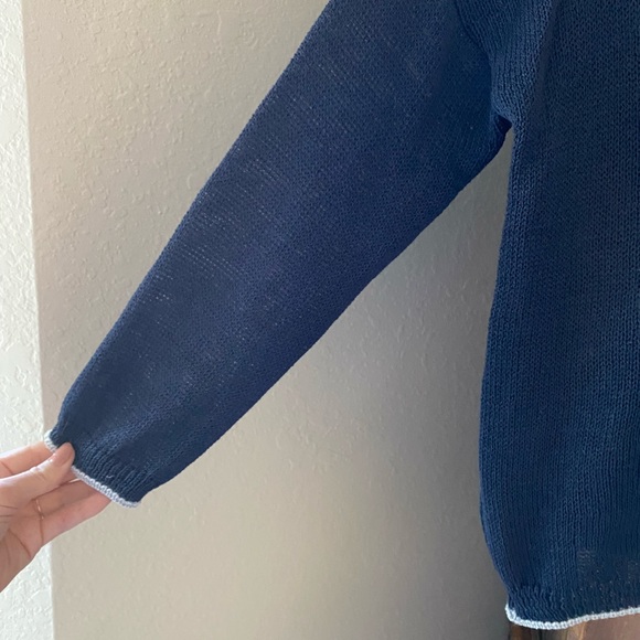 Charget Made In Italy Navy Blue and Silver V-Neck Sweater - Picture 4 of 12